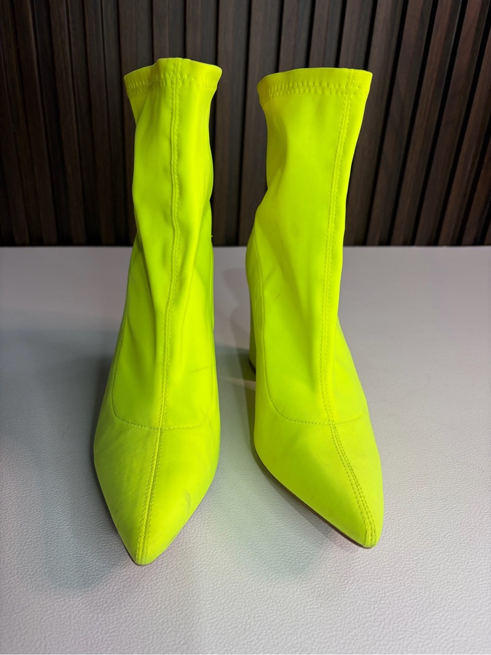 Cape Robbin Neon Yellow Pointed-Toe Sock Booties